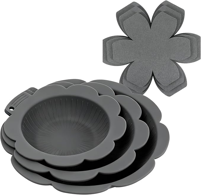 3PCS Silicone Pan Protectors(8"10"12") & 3 Felt Pot Separators for Stacking | Pot Protectors for Stacking,Thicker and Heat-Resistant,Avoid Scratching Cookware Protectors,Dishwasher Safe