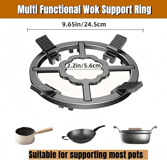 Cast Iron Wok Support Ring for Moka Pot, 2 in 1 Gas Ring Reducer Stovetop Stand for Wok small Saucepan Coffee Pot, Reducer Ring Holder for Gas Stove Hobs Cooker