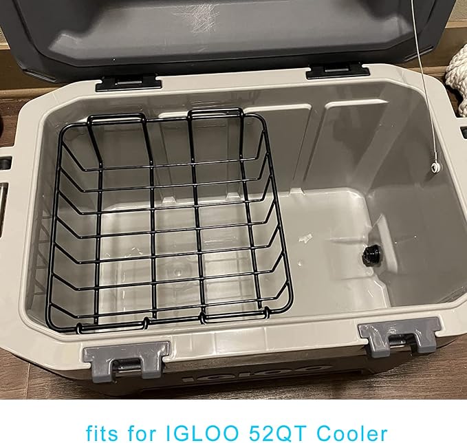 Cooler Basket for YETI Tundra 50 or 65,Inside Dry-Goods Basket Compatible with Cabela's 60QT, Igloo BMX 52QT, Ozark Trail 52QT,Pelican Elite (45 & 70) etc,Stainless Steel Wire Cooler Rack