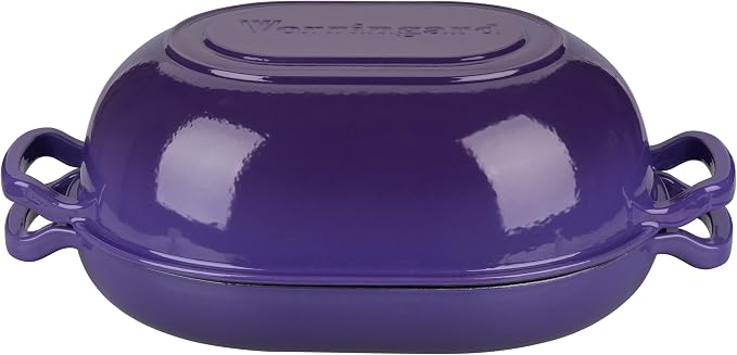 VORRINGARD Enameled Cast Iron Sourdough Bread Oven, Dutch Oven, Loaf Cast Iron Bread Pan for Homemade Bread Baking, Meatloaf Pan with Lid, 7QT, Purple
