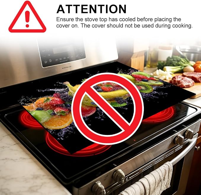 Mixed Fruit Splash Stove Top Cover 28.35x20.47in Colorful Kitchen | Mixed fruit splash stove top cover 28.35x20.47 in; colorful kitchen cooktop mat dishwasher safe machine washable year-round