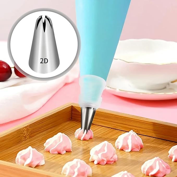 5 Pcs 2D Piping Tip,Stainless Steel | For Cookie And Cake Decorating, DIY Cream.