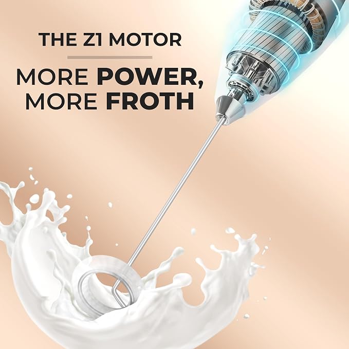 Zulay Kitchen Powerful Milk Frother Wand With Duracell Batteries - Ultra Fast Handheld Drink Mixer - Electric Whisk Foam Maker for Coffee, Lattes, Cappuccino & Matcha - Z1 Motor - Cotton Candy