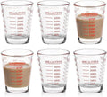 SAIAOKJ Shot Glass Measuring Cup Set, 6 Pack Espresso Shot Glasses (Red) | Glass measuring cups feature 26 markings up to 1 OZ, 2 TBS, 6 TSP, 30 ML for espresso, liquor, medicine and recipes