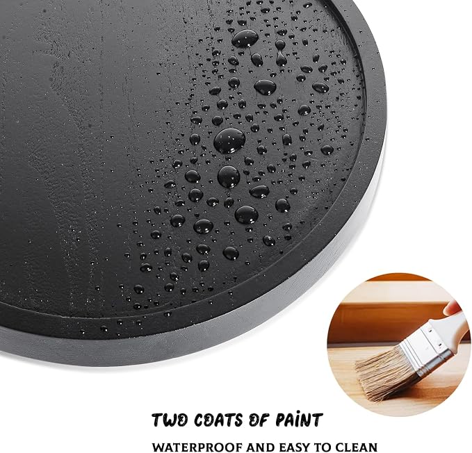 Wood Lazy Susan Organizer Kitchen Turntable for Cabinet Farmhouse Bathroom Decor Round Decorative Tray for Vanity, Counter, Sink, Coffee Table, 10 Inch, Black | waterpoof, East clean, Non-slip, Pantry Table Decorative Tray for condiment, spice