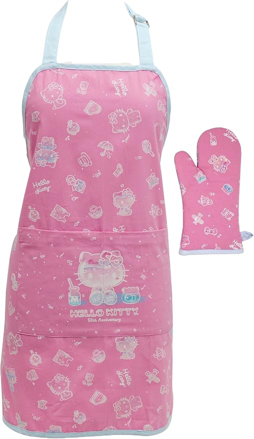 Hello Kitty Print 28" Adult Apron and Pot Holder Set