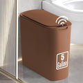TIPGO 5 Gallon Automatic Bathroom Trash Can with Lid, Brown, Touchless | Motion Sensor, Slim Smart Garbage Bin, Plastic Wastebasket, Battery Operated, Manual Button, for Bedroom, Office,RV