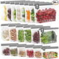 IDEATECH Food Storage Bags, BPA Free PEVA Reusable Gallon Freezer Bags, Reusable Sandwich Containers, Heallthy Food Bags Containers for Travel, Lunch(Grey, 24Pack-8Gallon+8Quart+8Snack)