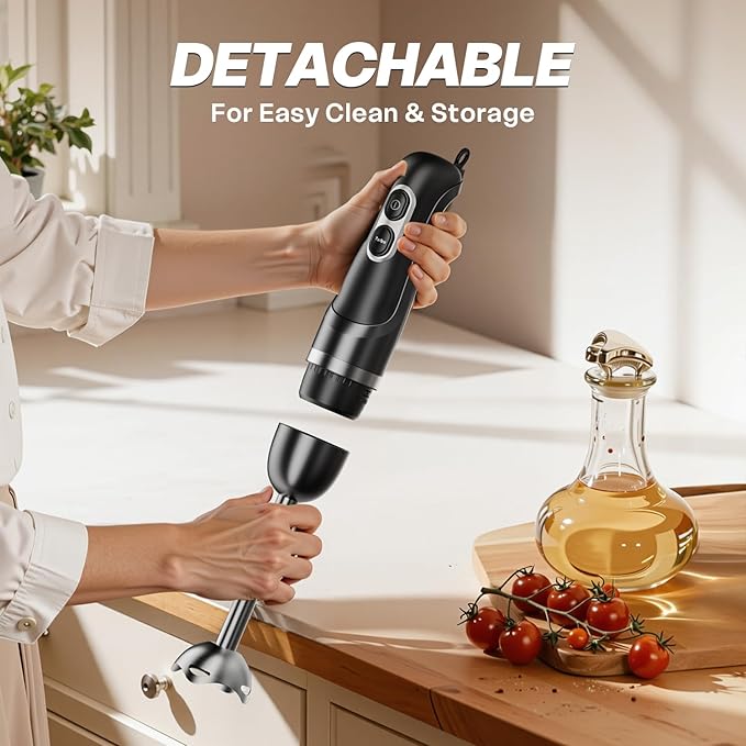 Turelar Immersion Blender Corded 400W, 2 Speed, Emulsifier, Blend, BPA-Free | Hand Blender Stick Mixer, Ergonomic Handle, Stainless Steel Blades, Effortless Blending for Soup, Smoothies, Puree, Baby Food