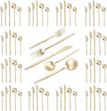VANVRO Champagne Gold Silverware Set, 60-Piece Stainless Steel Flatware set,Matte Silverware Sets Service for 12, Tableware Cutlery Satin Finish Utensils for Kitchen,Dishwasher Safe