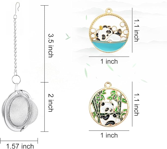 2Pcs Tea Infuser,2.1” Tea Ball with Panda Pendant,Tea Steeper,Tea Strainer | Stainless Steel,Tea Diffuser for Filtering Tea,Tea Infusers for Loose Tea, for Flavoring Herbal Spices and Seasonings