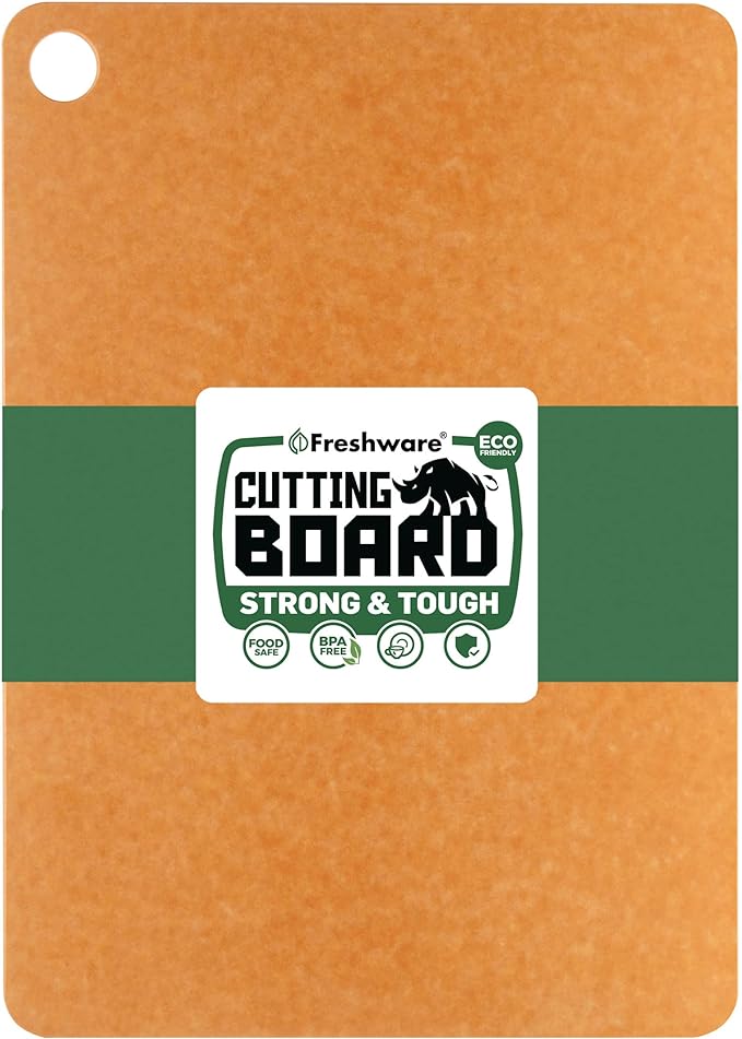 Freshware Wood Cutting Board for Kitchen, Dishwasher Safe, Large, 15" x 11.25", Natural