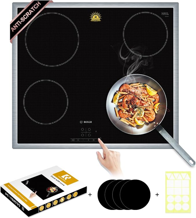 Extra-Large Translucent Induction Cooktop Protector Cover Mat 20.4" x 30.7 "(Magnetic) | 230°C (450℉) Heat-Resistant | Range Covers for Electric Stove | Multi-Use Silicone Mat (TSMGTS5)