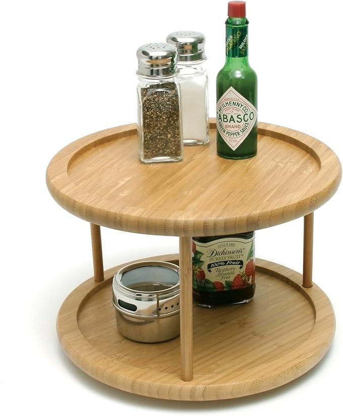 Lipper International 8302 Bamboo Wood 2-Tier 10" Kitchen Turntable