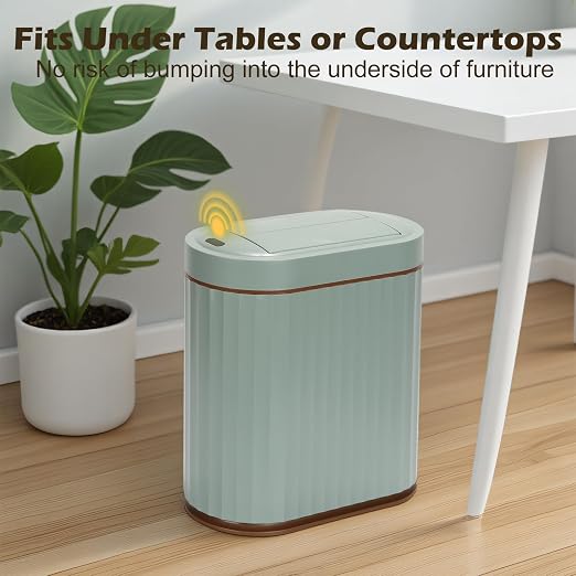 SYNCVIBE Bathroom Sensor Trash Can, 2 Gallon, Butterfly Lid, Green | Automatic Garbage Can, IPX5 Waterproof Trash Bin, Under-Counter Wastebasket for Kitchen, Office and Living Room