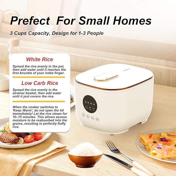3L Healthy Low Carb Rice Cooker, Low Sugar Digital Steamer,Porridge,Soup,Quick Rice,White Rice,Stainless Steel Filter Basket，5 Cooking Functions,24H Timer & Auto Keep Warm | Healthy Low-Sugar Rice Family Capacity diabetic rice cooker for parents senior...