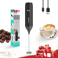 HAUSHOF Handheld Rechargeable Milk Frother Wand, Electric Coffee Mixer | Portable Coffee Frother, Detachable Stainless Steel Whisk, Drink Mixer for Matcha, Latte, Cappuccino, No Stand, Black