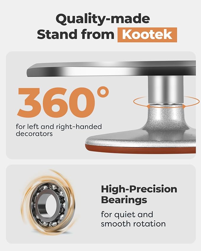 Kootek 35 Aluminum Cake Decorating Kit, Baking Tools for Beginners & Pros | Starter Kit, Baking Supplies Tools with Cake Stand Turntable for Decorating, 24 Icing Piping Tips, 2 Spatulas, 2 Piping Bags
