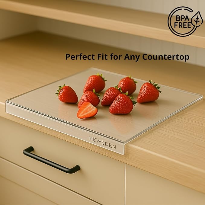 Set of 3 Acrylic Cutting Board with Counter Lip, Clear Cutting Board Set for Countertop Protector, Non-Slip Dough Mat, Minimalist Kitchen Decor, House Warming Gifts New Home(16.5"x12"/15"x10"/12"x8")
