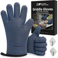KITCHEN PERFECTION Silicone Griddle Grill Gloves Heat Resistant Oven Mitts | Waterproof, 5-Finger Design For A Better Grip, Best Griddle Grilling Accessories, Compatible with Blackstone, Weber & More