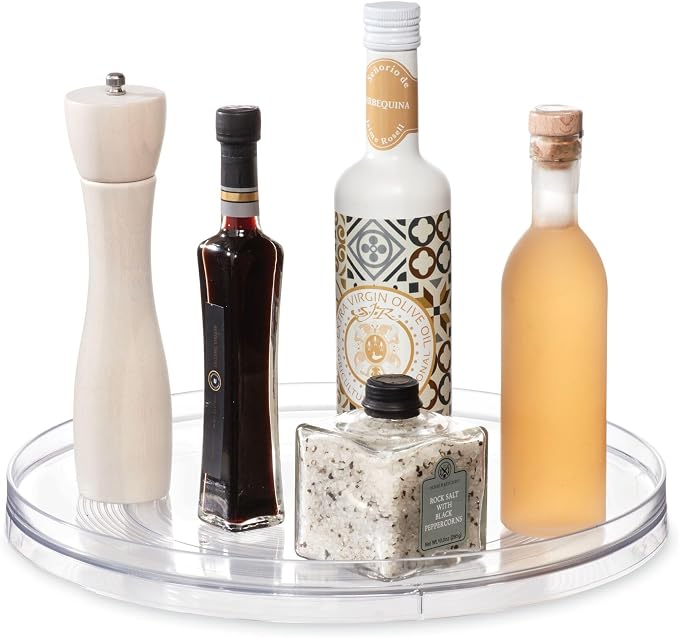 iDesign 14.5-Inch Lazy Susan Organizer, Clear | Large Turntable, For Cabinet or Pantry