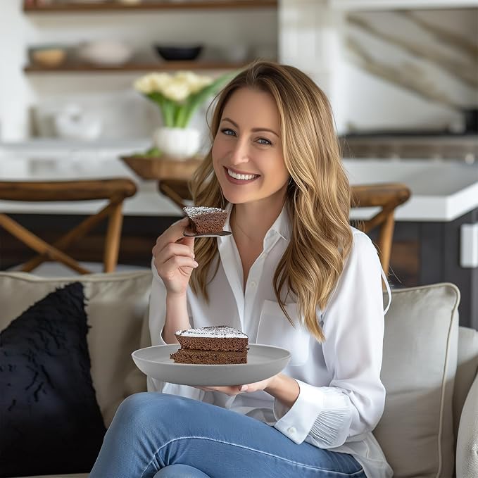 Premium Wheat Straw Dinner Plates, Reusable 8 PCS Unbreakable Plates 10 inch Plate Set, Alternative Plastic Plate Microwave and Dishwasher Safe Plates Set for Home - GreyStone