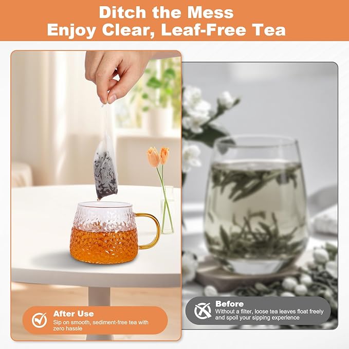 800 PCS Tea Bags for Loose Leaf Tea, Empty Disposable Filter Bags | 3.54"x2.75" disposable drawstring tea filters, food grade material for loose tea, coffee, spices, cooking seasoning and DIY