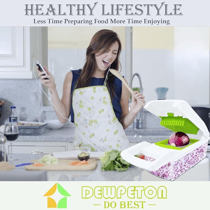 Vegetable Chopper Mandoline Slicer Home Kitchen Appliance Essential Gadget | Pro-Series Veggie Cutter with Container for Food Onion Fruit Salad Potato Christmas Gift House Cooking Supply Tool Item