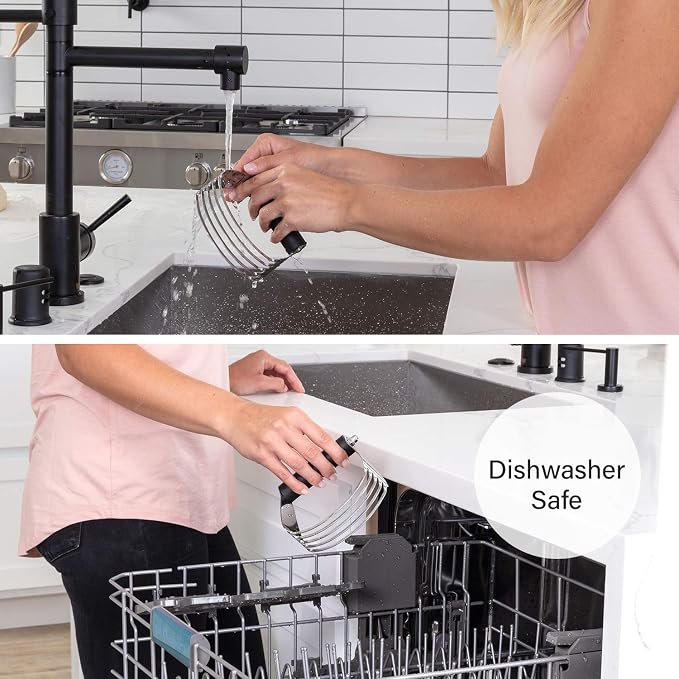 Spring Chef Large Dough Blender For Baking - Durable Pastry Blender - Black | Heavy Duty Dough Mixer Hand Tool w/ Stainless Steel Blades, Professional Pastry Cutter Tool for Easy Mixing, Dishwasher Safe