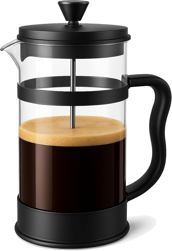 Utopia Kitchen Borosilicate Glass French Press Coffee Maker 21 Oz, Black | Heat-Resistant Cafetiere & Tea Maker, Thickened Glass Coffee Press for Travel and Camping