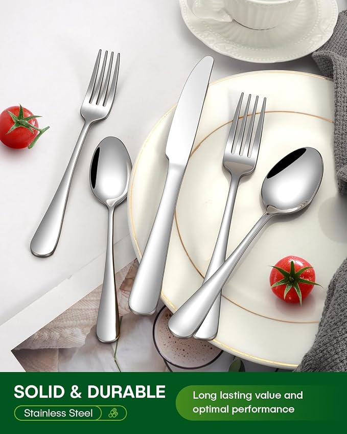 PHILIPALA 30 Piece Silverware Set, Stainless Steel Flatware Set for 6 Food Grade Novelty Flatware Cutlery Utensil Set Include Knife Fork Spoon Mirror Polished Dishwasher Safe