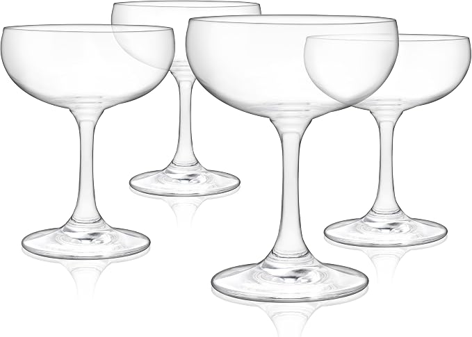 True Coupe Glass, Martini Glasses for Cocktail Party, Perfect for Espresso Martini, Manhattan, Champagne, Elegant 7 oz Glassware for Home Bars, Wedding Gifts, Margarita Glasses Set of 4