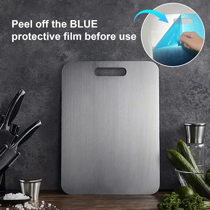 Katori Titanium Cutting Board,100% Pure Titanium Cutting Boards for Kitchen Non Toxic,Double Sided Dishwasher Safe Cutting Board for Meat,Fruits and Vegetables,Easy To Clean(1PC-M:13.38 * 9.05)