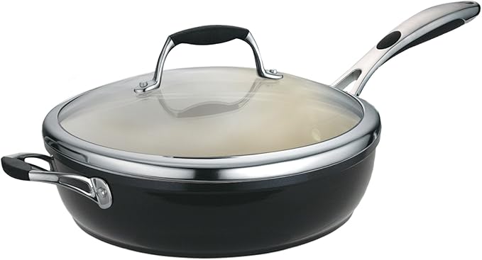 Tramontina Ceramica Deluxe 11-Inch Saute Pan with Lid | Ceramic Non Stick Deep Skillet, Oven-Safe, Metallic Black