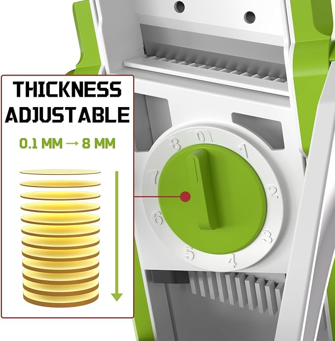 Safe Mandoline Slicer for Kitchen, Vegetable & Food Cutter (Only Slice) | Thickness Adjustable 0.1-8 mm, Potato Slicer for Chips, Easy to Clean, Kitchen Faster Slice, Dishwasher-safe (Light Grey)
