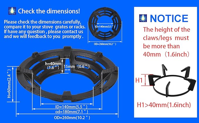 Cast Iron Wok Support Ring Stand Burner Ring for Gas Stove Rack Pot Holder Anti-skid Time-saving and Energy-saving for 4 claws racks or grates