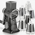 KEOUKE Rotary Cheese Grater Pro 6 in 1 - Shredder Crinkle Slicer Grinder Ice Shaver, Stable Suction, Time-saving Easy Use & Clean, Safe Morden Kitchen Tool for Cheese, Vegetable, Nuts, Chocolate
