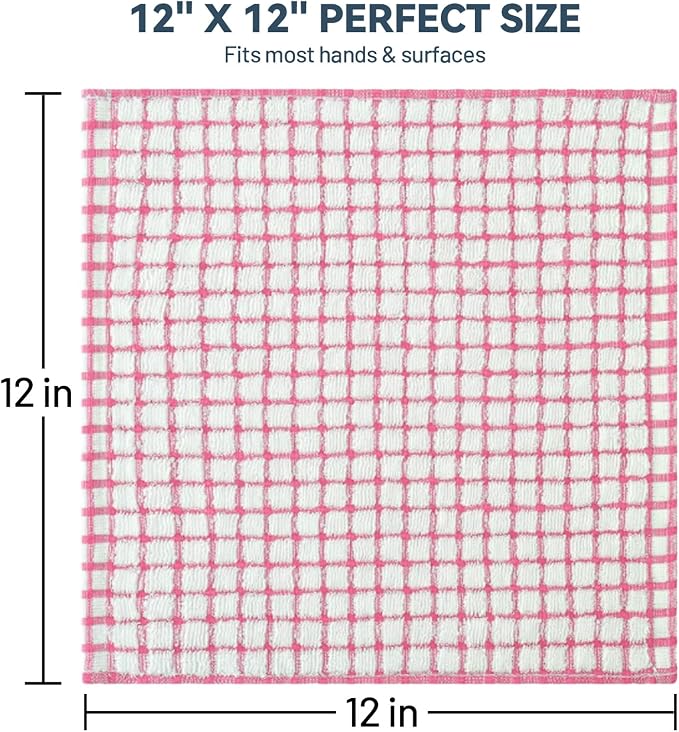Egles 8 Pack Kitchen Dishcloths, 12 x 12 Inch | 100% Cotton Terry Dish Cloths, Absorbent and Soft Dish Towels Set for Washing Dishes