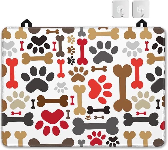 Electric Stove Top Cover Protector – Dogs Paws and Bones Glass Flat Top Stove Mat Oven Induction Cooktop Mat for Ceramic Countertop Mats Heat-Resistant Dish Drying Mat