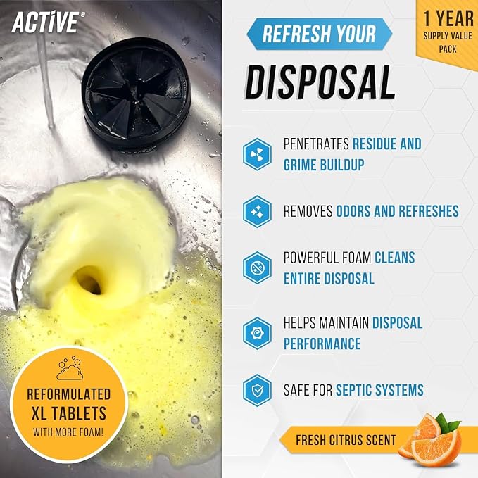 ACTIVE Washer Dishwasher Disposal & Coffee Cleaner Tablets - 96 Tabs Includes Washing Machine Cleaner, Dishwasher, Disposer, Coffee Maker Descale Tabs - Deep Clean & Refresh Appliance - 1 Year Supply