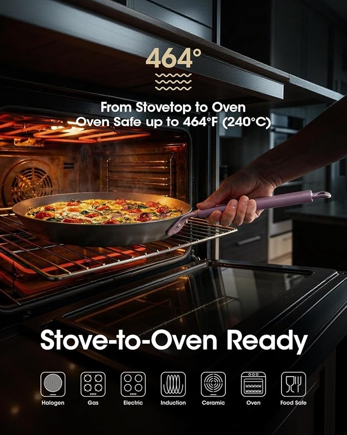 Carbon Steel Skillet 12 Inch, Nitrided Steel Frying Pan, Preseasoned Rust Resistant Large Cooking Pan with Ergonomic Handle & Removable Silicone Grip, Induction & Oven Safe | Natural Patina Development with No Chemical Coating; Spacious Cooking Surface...