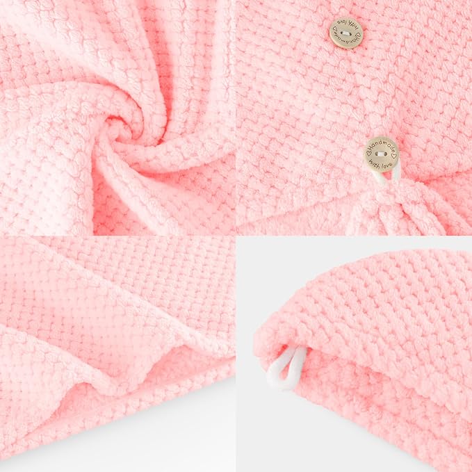 MaopaoBeauty Microfiber Hair Towel, 2 Packs Hair Turbans for Wet Hair, Drying Hair Wrap Towels for Curly Hair Women, Large Hair Towel for All Hair Style, Pink