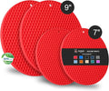 4 Pack Silicone Trivet for Hot Dishes | Heat Resistant Silicone Pot Holders for Kitchen Countertops, Hot Dishes, Jar Opener, Spoon Holder, Easy to Wash and Dry, Red