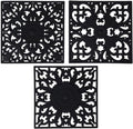 Silicone Trivets for Hot Pots and Pans, Square Non Slip Mats for Table or Counter, Multi-Use Carved Hot Pads, Flexible Modern Pad Heat Resistant Big Teapot Coaster Set of 3 Black