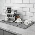 Silicone Coffee Mat 24" x 16", Heat Resistant Non Slip Leak Proof with Concave Convex Design & Detachable Drying Layer, Coffee Bar Mat for Espresso Machine, Coffee Maker Countertops (Gray)