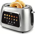 Tesslux Toaster 2 Slice, Extra Wide Slot, 800W, Touch Screen Panel, Silver | LED Countdown, 6 Bread Modes, 6 Browning Levels, Memory Button, Defrost, Reheat, Cancel, Crumb Tray, Brushed Stainless Steel