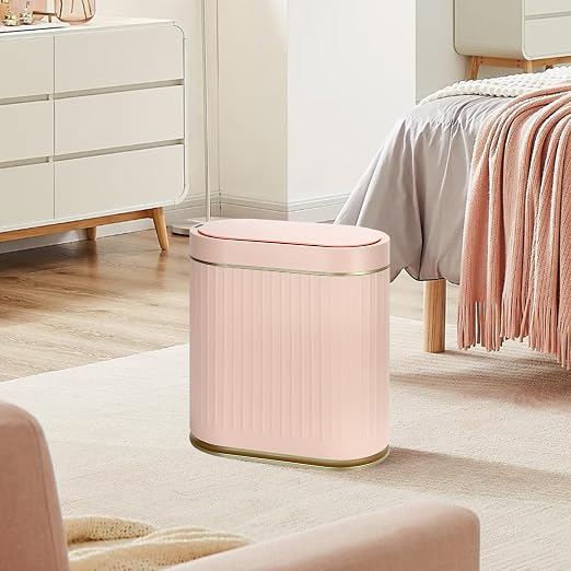 SYNCVIBE Bathroom Sensor Trash Can with Lid, 2 Gallon, Automatic Lid, Pink | 7.5 Liter Smart Garbage Bin, Slim IPX5 Waterproof Plastic Wastebasket, Small Trash Bin for Bedroom, Office and Living Room