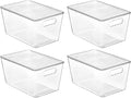 Vtopmart 4 Pack Clear Stackable Storage Bins with Lids, Large | BPA-free Plastic, Organize Vertically, For Pantry Kitchen Fridge Cabinet Closet Bathroom, Built to Last, Easy to Move
