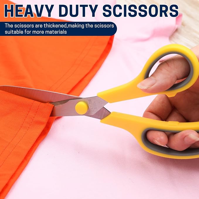 BURVAGY 32 Pack 8" Scissors All Purpose, Heavy Duty Scissors for Office | Scissors Bulk Multipurpose Comfort-Grip Sharp Adult Office Scissors Set Sewing Fabric Stainless Steel Blades, Right/Left Hand