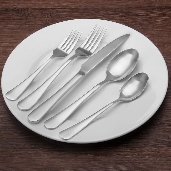 Matte Silverware Set, 20-Piece Stainless Steel Flatware Set,Kitchen Utensil Set Service for 4,Tableware Cutlery Set for Home and Restaurant, Dishwasher Safe…